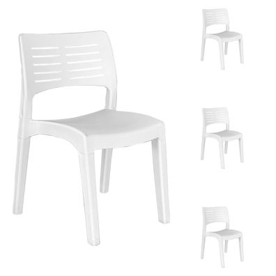 4er Gartenstuhl Stapelstuhl Bistrostuhl Stapelsessel Gartenmöbel Kunststoff Weiß