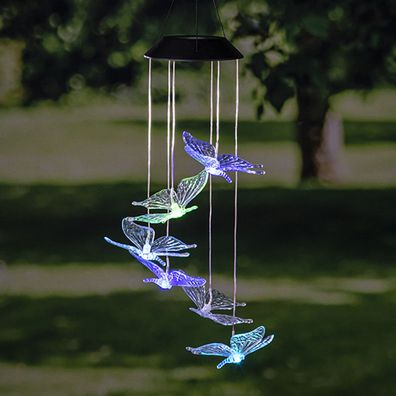 Solar LED Gartenbeleuchtung Partylichter Deko Schmetterling Farbwechsel Ø13xH60cm