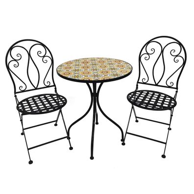 Dekoratives Mosaik Set Sitzgarnitur Sitzgruppe Gartentisch Stühle Bistrotisch