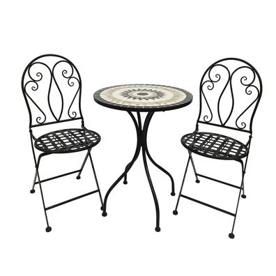 3teilig Mosaik Set Sitzgarnitur Sitzgruppe Gartentisch Stühle Bistrotisch