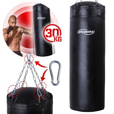 Physionics® Boxsack Erwachsene 30kg Gefüllt Sandsack 120cm Punching Bag Halterung