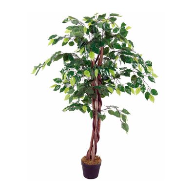Kunstpflanze Kunstbaum 462 Blätter 115cm Ficus Dekobaum Holzstamm Zimmerpflanze