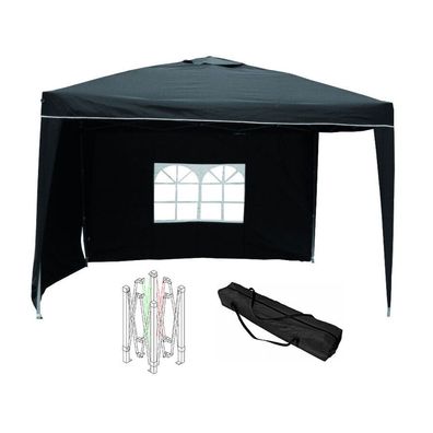 Easy Build Pop Up Aluminium Falt Pavillon Partyzelt inkl 2 Seitenteile Schwarz