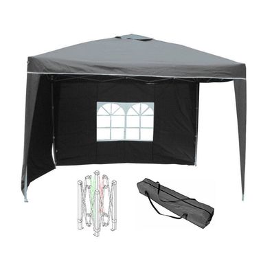 Easy Build Pop Up Aluminium Falt Pavillon Partyzelt inkl 2 Seitenteile Steingrau