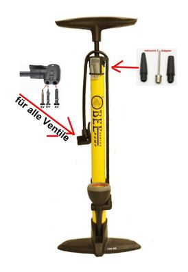 CBK-MS Standpumpe BEE für Dunlop- , Auto- und Sclaverantventil mit Manometer bis