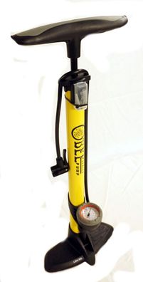 Fahrradpumpe BEE mit Manometer Standpumpe GELB für alle Fahrrad Ventile Pumpe 8 Bar