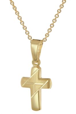 trendor Schmuck Kreuz-Anhänger für Kinder Gold 333 An Vergoldeter Silberkette 28216