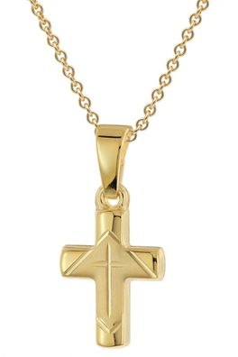 trendor Schmuck Kinder Kreuz-Anhänger Gold 333 / 8K An Vergoldeter Silberkette 28218