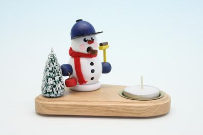 Kerzenhalter mit Teelicht und Curlingspieler weiß Höhe 14cm NEU Kerze Kerzenlicht