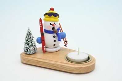 Kerzenhalter mit Teelicht und Schneemann weiß Höhe 14cm NEU Kerze Kerzenlicht Tee