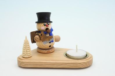 Kerzenhalter mit Teelicht und Schneemann natur Höhe 14cm NEU Kerze Kerzenlicht Te