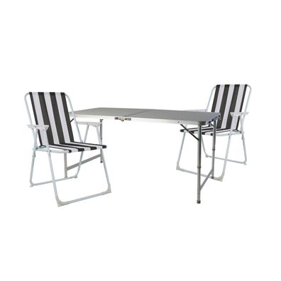 3-tlg. Campingmöbel Set Aluminium Tragegriff Campingtisch + 2 Klappstühle Textil