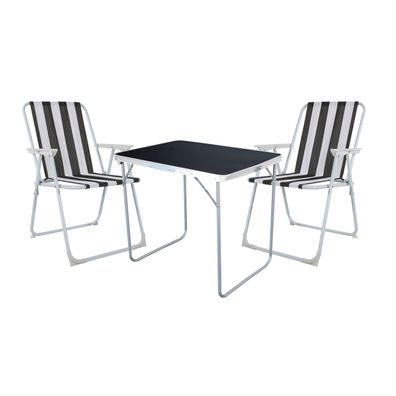 3-tlg. Campingmöbel Set Aluminium Tragegriff Campingtisch + 2 Klappstühle Textil