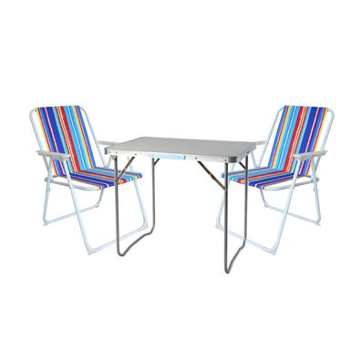 3-tlg. Campingmöbel Set Aluminium Tragegriff Campingtisch + 2 Klappstühle Textil