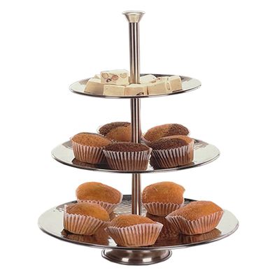 Metall Servierregal Servierständer Etagere Ständer Silber rund 3 Etagen Ø25cm