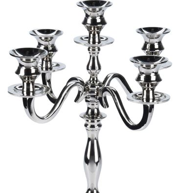 Eleganter 5-armiger Kerzenständer aus Metall Silber glänzend 40cm