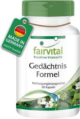 Gedächtnis Formel mit 5 Vitalstoffen- 60 Kapseln, Ginkgo -MHD 4/2025!- fairvital