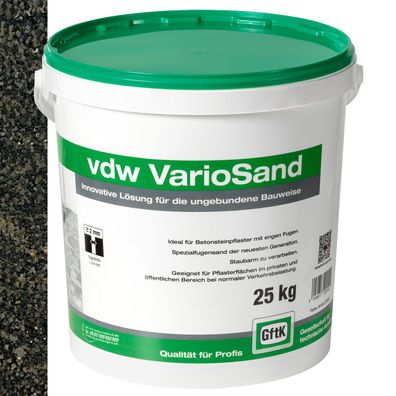 24 Eimer/ Palette vdw VarioSand Basaltgrau 25 kg Fugensand für enge Fugen von 2