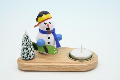 Kerzenhalter mit Teelicht und Schneemann weiß Höhe 14cm NEU Kerze Kerzenlicht Tee