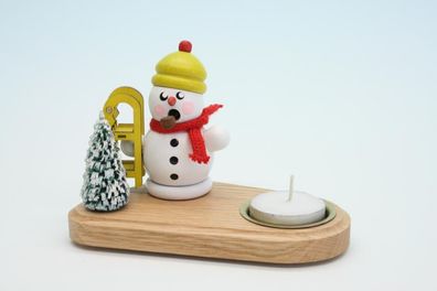 Kerzenhalter mit Teelicht und Schneemann weiß Höhe 14cm NEU Kerze Kerzenlicht Tee