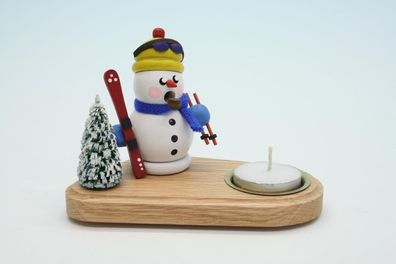 Kerzenhalter mit Teelicht und Schneemann weiß Höhe 14cm NEU Kerze Kerzenlicht Tee