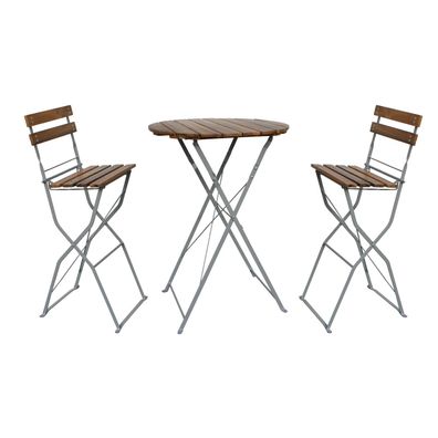 Biergarten Set Biergartengarnitur Stehtisch + 2 Hochstühle Akazie 80x80x110cm