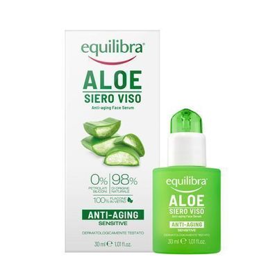 Equilibra, Anti-Aging Aloe Face Serum mit Hyaluronsäure, 30 ml. Schétzt vor Zeichen d