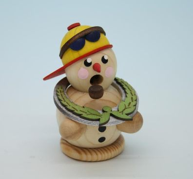 Räucherfigur Schneemann Sieger mit Lorbeerkranz natur Höhe 8cm NEU Räuchermann Sc