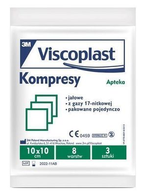 Sterile Kompressen, 10x10 cm, 8-lagig, 3 Stk