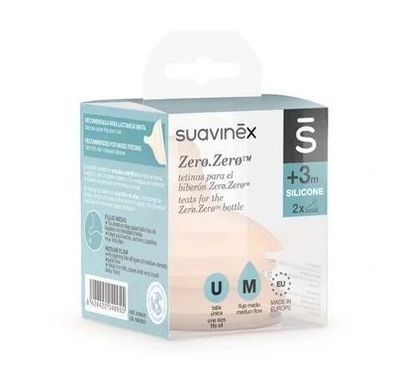 Suavinex Flaschensauger Zero Zero S, 2 Stéck, Adaptiver Durchfluss