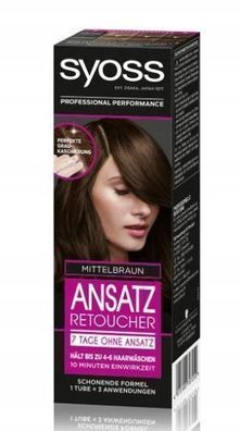 Syoss Ansatz Retoucher Mittelbraun 60ml - Semi-Permanente Haarfarbe fér bis zu 7 Tage