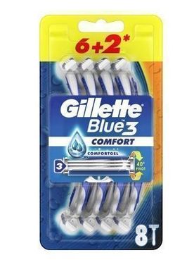 Gillette Blue 3 Comfort Einwegrasierer, 8 Stück