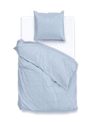 Zo! Home Cotton Bettwäsche 155x220 cm Lino Sky blue himmelsblau meliert uni