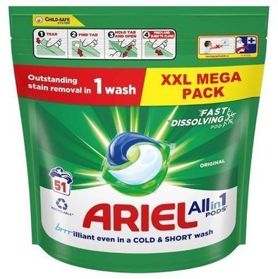 Ariel All-in-1 Waschmittelpods Regular, 51 Kapseln