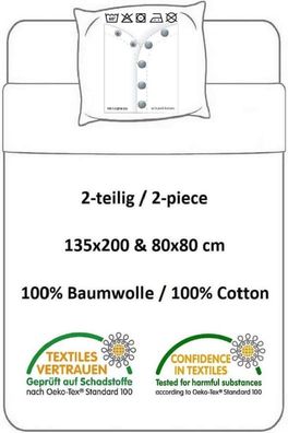 Bettwäsche Fußball Kissenbezug 80 x 80 cm und Bettbezug 135 x 200 cm, 100 % Baumwolle