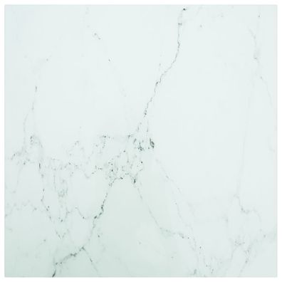 vidaXL Tischplatte Weiß 70x70 cm 6 mm Hartglas in Marmoroptik