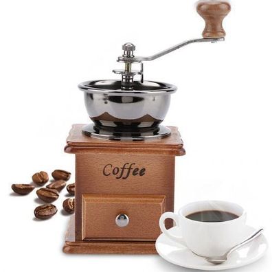 Kaffeemühle Kaffee Mühl Mühle Holz Keramik Handkurbel Braun Antik Design Retoo
