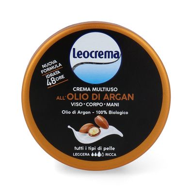 Leocrema Bio Arganöl MultiUso Creme für Gesicht Körper und Hände 150ml