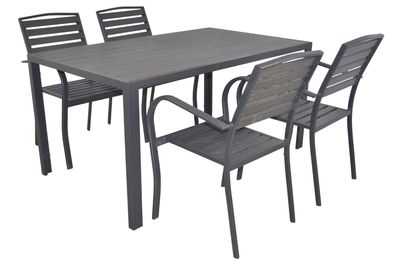 Moderne 5tlg. Gartenmöbel Sitzgruppe, komplett schwarz