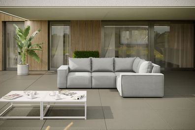 Gartenmöbel Ecksofa für den Garten SONNE, Gartenmöbel eckcouch Hellgrau Links