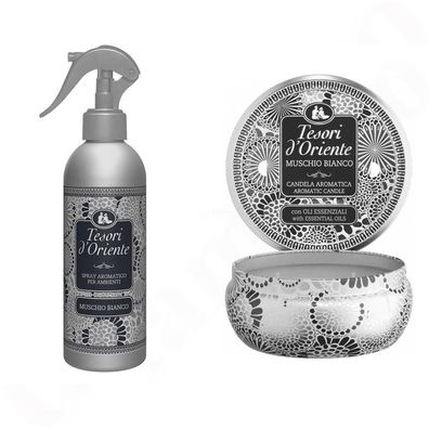 tesori d'Oriente Muschio Bianco Ambiente Set Duftkerze + Raumdeo