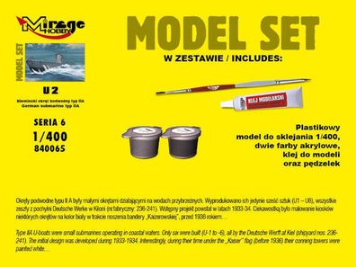 Mirage Hobby 1:400 840065 U2(German Submarine WWII typeIIA(ModelSe