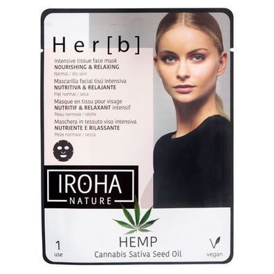 Iroha Nature Cannabis Tuchmaske, 20g - Nährende & Entspannende Gesichtsmaske