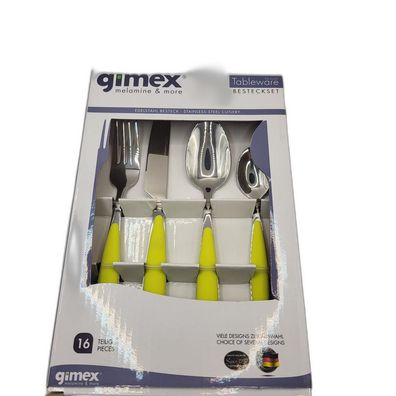 Gimex Besteckset Edelstahl, lemon Campingbesteck 16-teilig