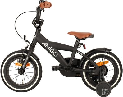 AMIGO Explorer 12 Zoll Jungen Rücktrittbremse Schwarz/Weiß