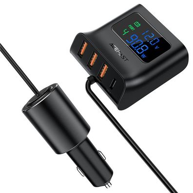 Acefast Autoladegerät 90W USB Typ C / 3x USB / Zigarettenanzünderbuchse, PPS,