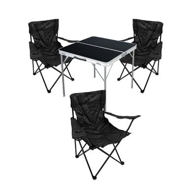 4-tlg. Campingmöbel Set Tisch schwarz Tragegriff Campingstuhl mit Tasche