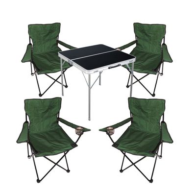 5-tlg. Campingmöbel Set Tisch schwarz Tragegriff Campingstuhl mit Tasche