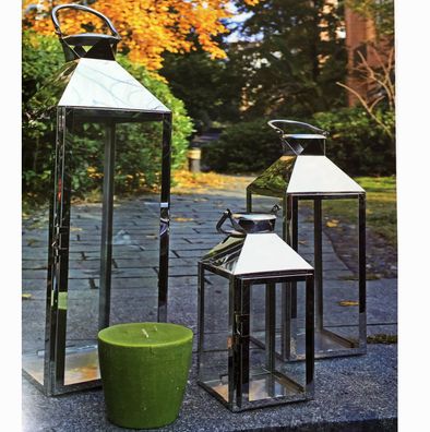 Traumhaftes 3tlg XXL Luxus Gartenlaternen Set Windlicht 24/40/53cm Edelstahl