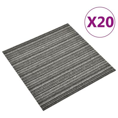 vidaXL Teppichfliesen 20 Stk. 5 m² 50x50 cm Gestreift Anthrazit